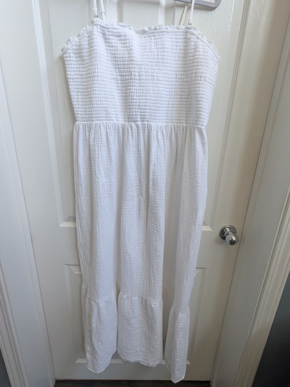 Anthropologie Marisol Smocked Gauze Maxi Dress in Ivory, size XL